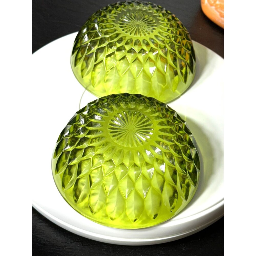 Vintage Indiana Glass Mt. Vernon Green Salad Bowls x 2 - Picture 10 of 12